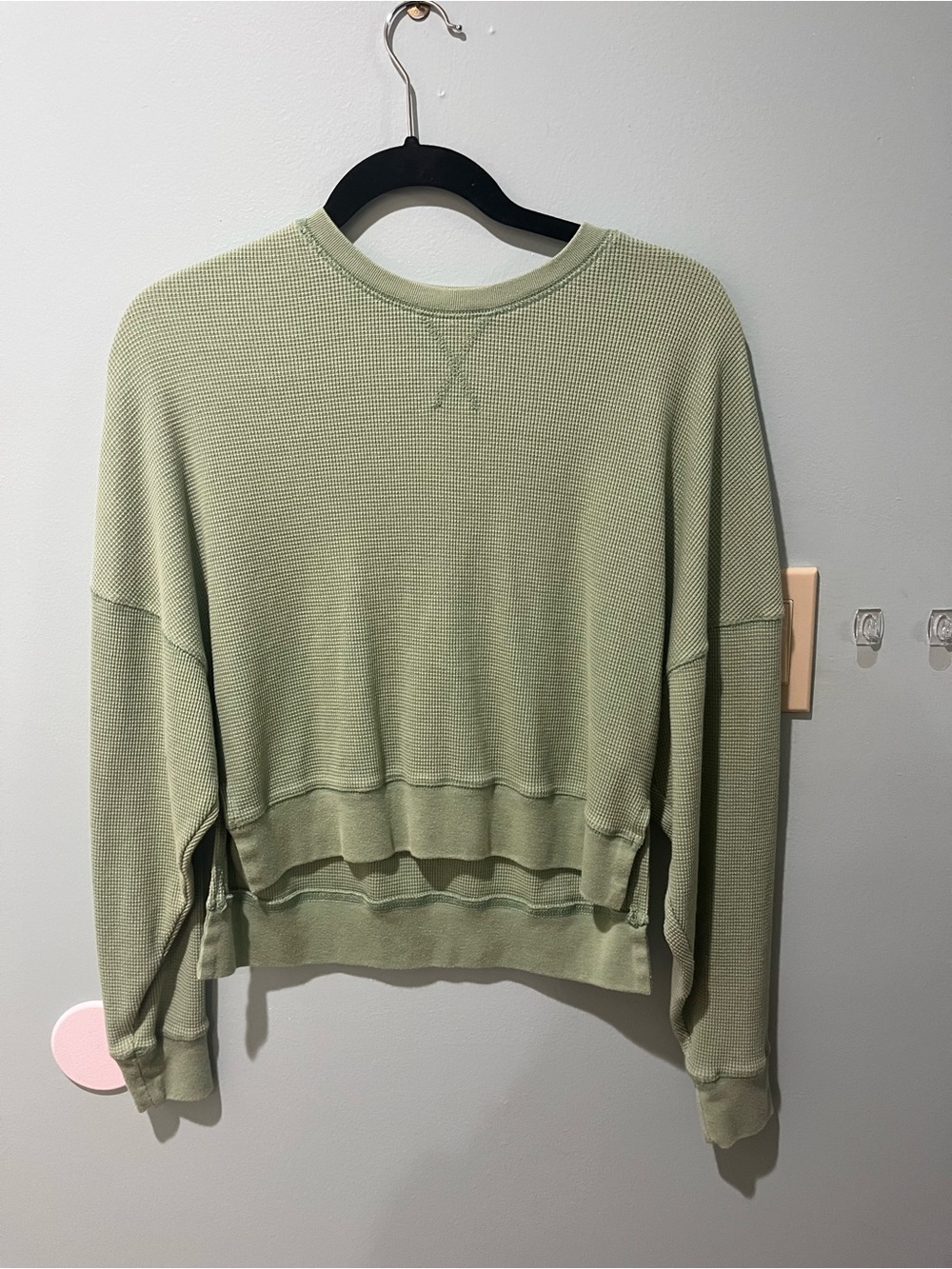 SO Sage Waffle-Knit Crewneck Sweater